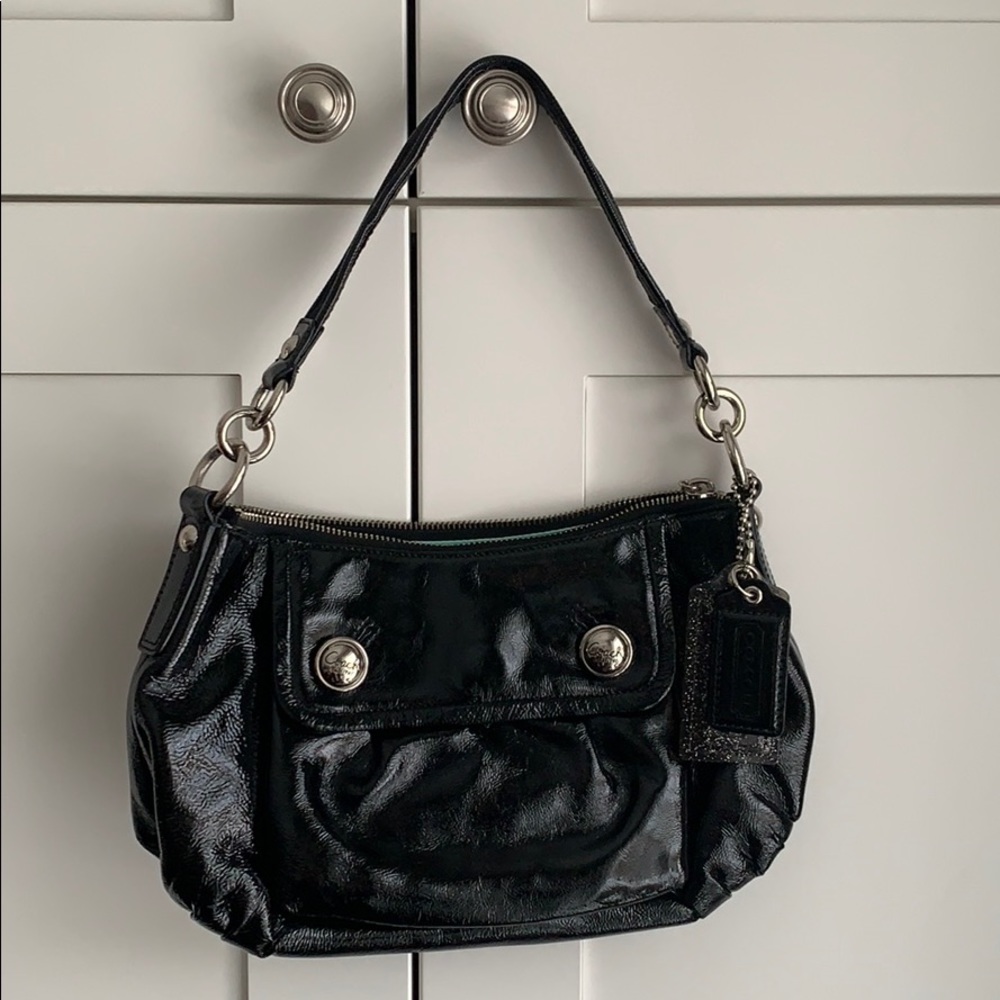 Black patent leather Coach bag